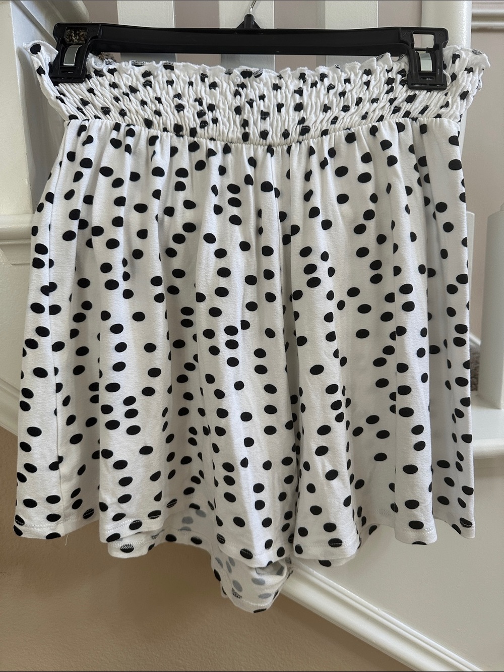 White and Black Polka Dot Shorts